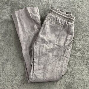 Athleta Pants Womens Size 4 Striped Bali Linen Trouser Gray Drawstring Casual